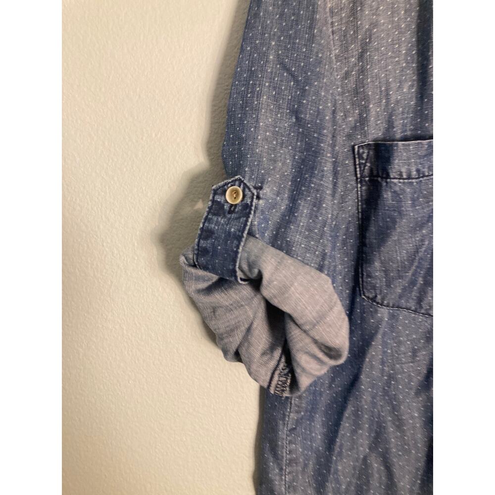 Cloth & Stone Anthropologie Button Down Denim Chambray Shirt Polkdots Sz M - Picture 6 of 9